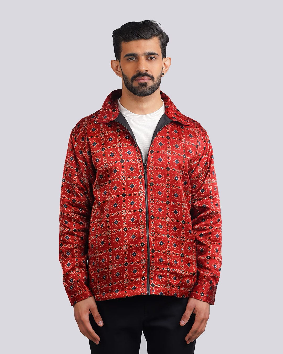 Crimson Red Ajrakh jacket