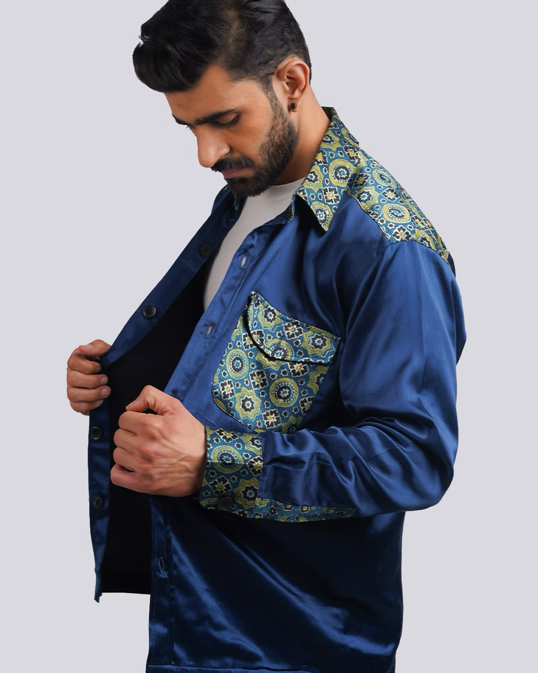 Blue-Green Ajrakh Shacket