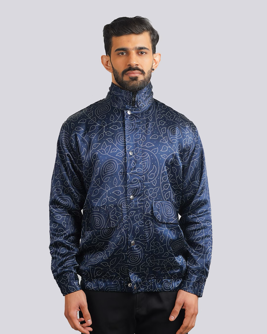 Blue Paisley Screenprint Jacket