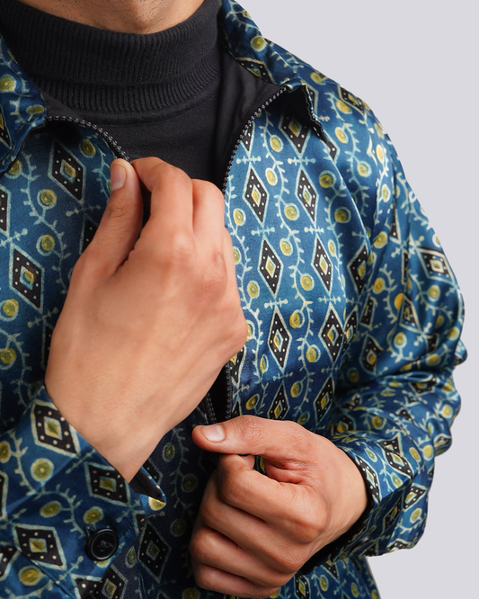 Blue Green Ajrakh jacket