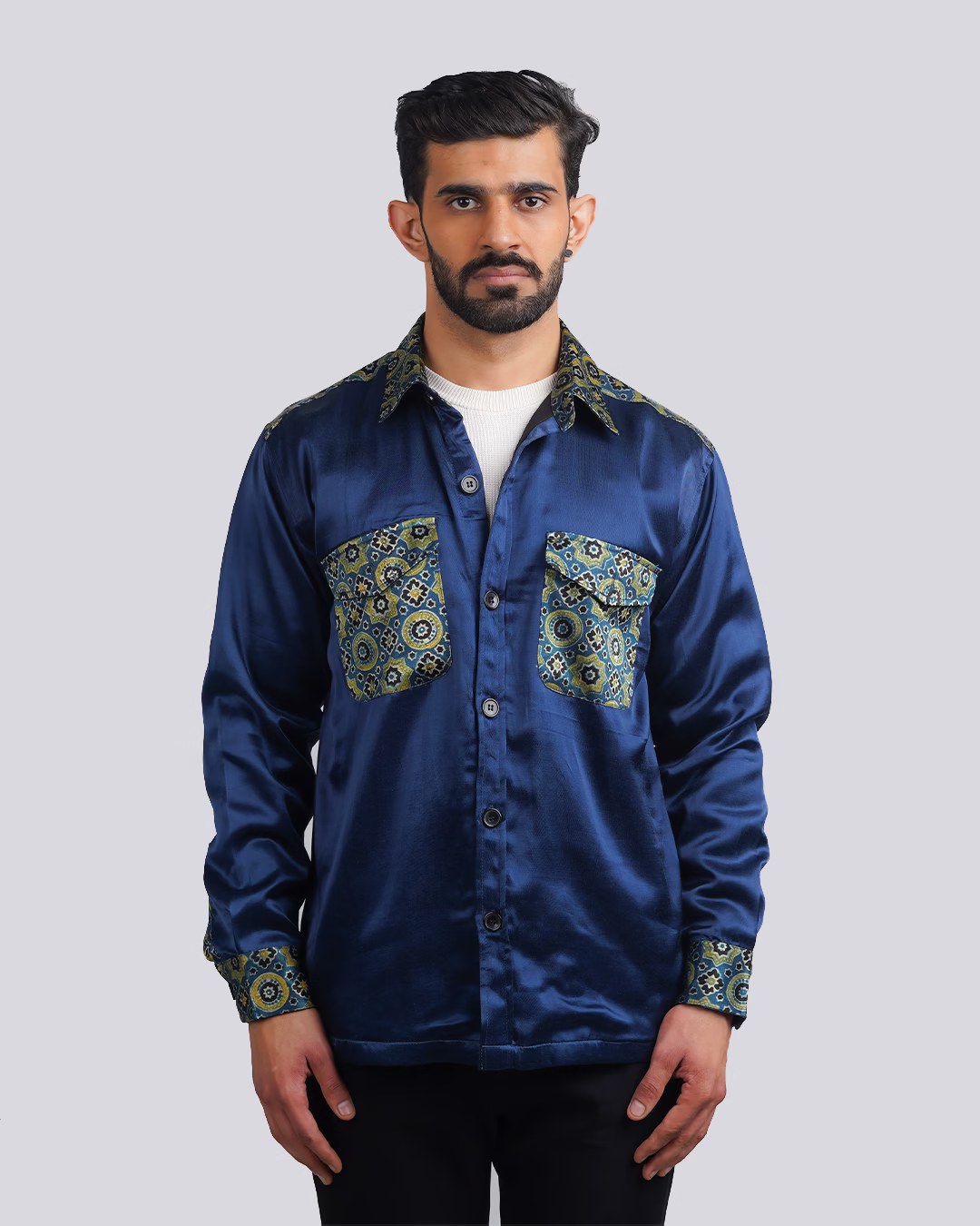 Blue-Green Ajrakh Shacket