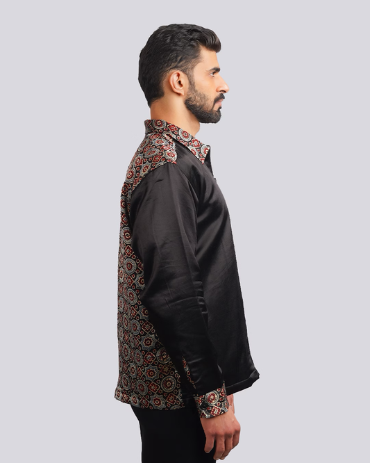 Black Fusion Ajrakh Jacket