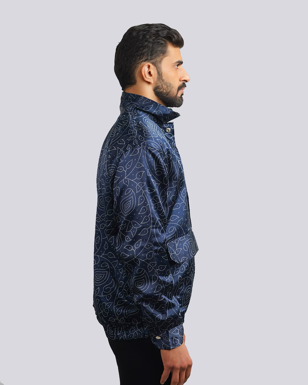 Blue Paisley Screenprint Jacket