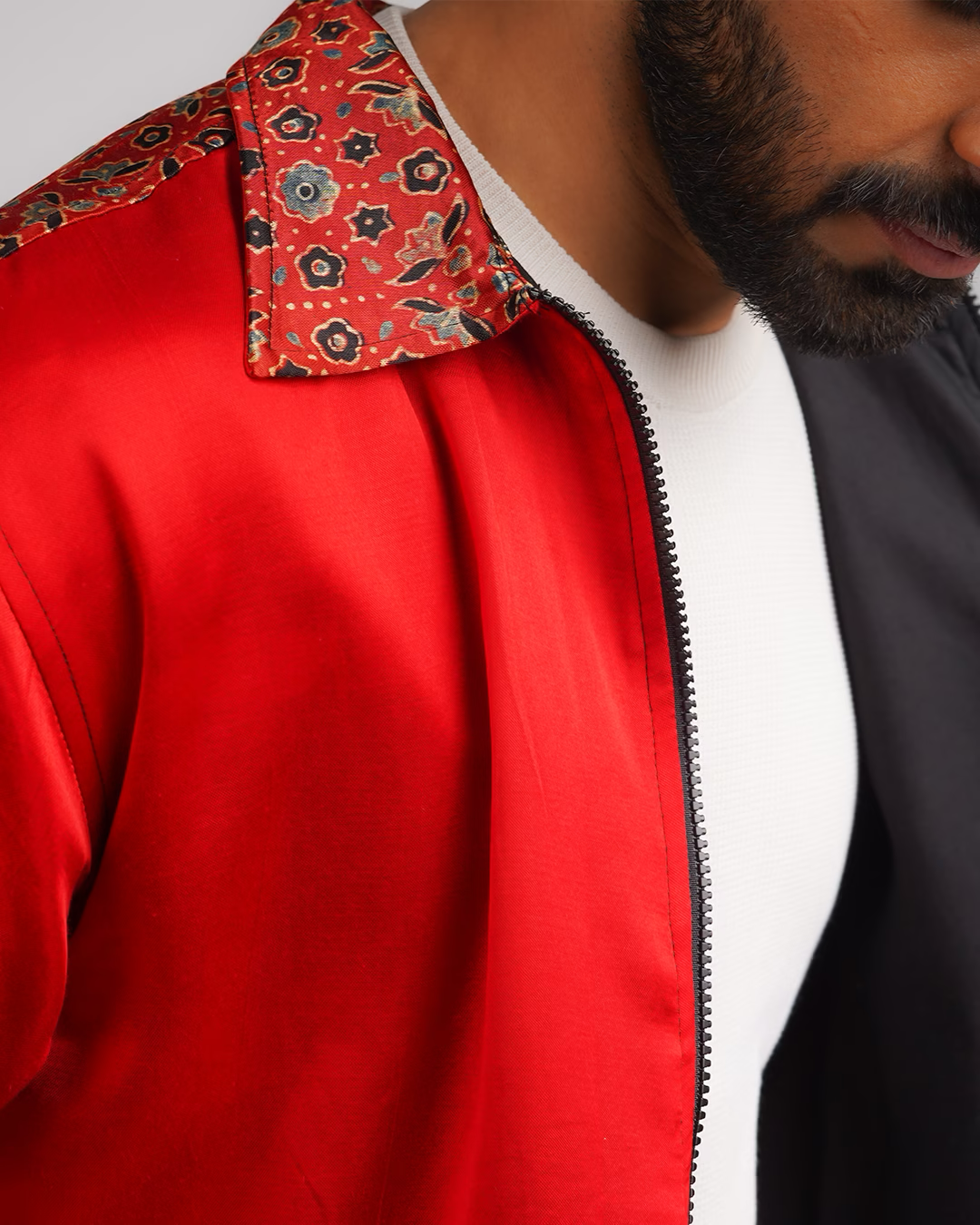 Red Fusion Ajrakh Jacket