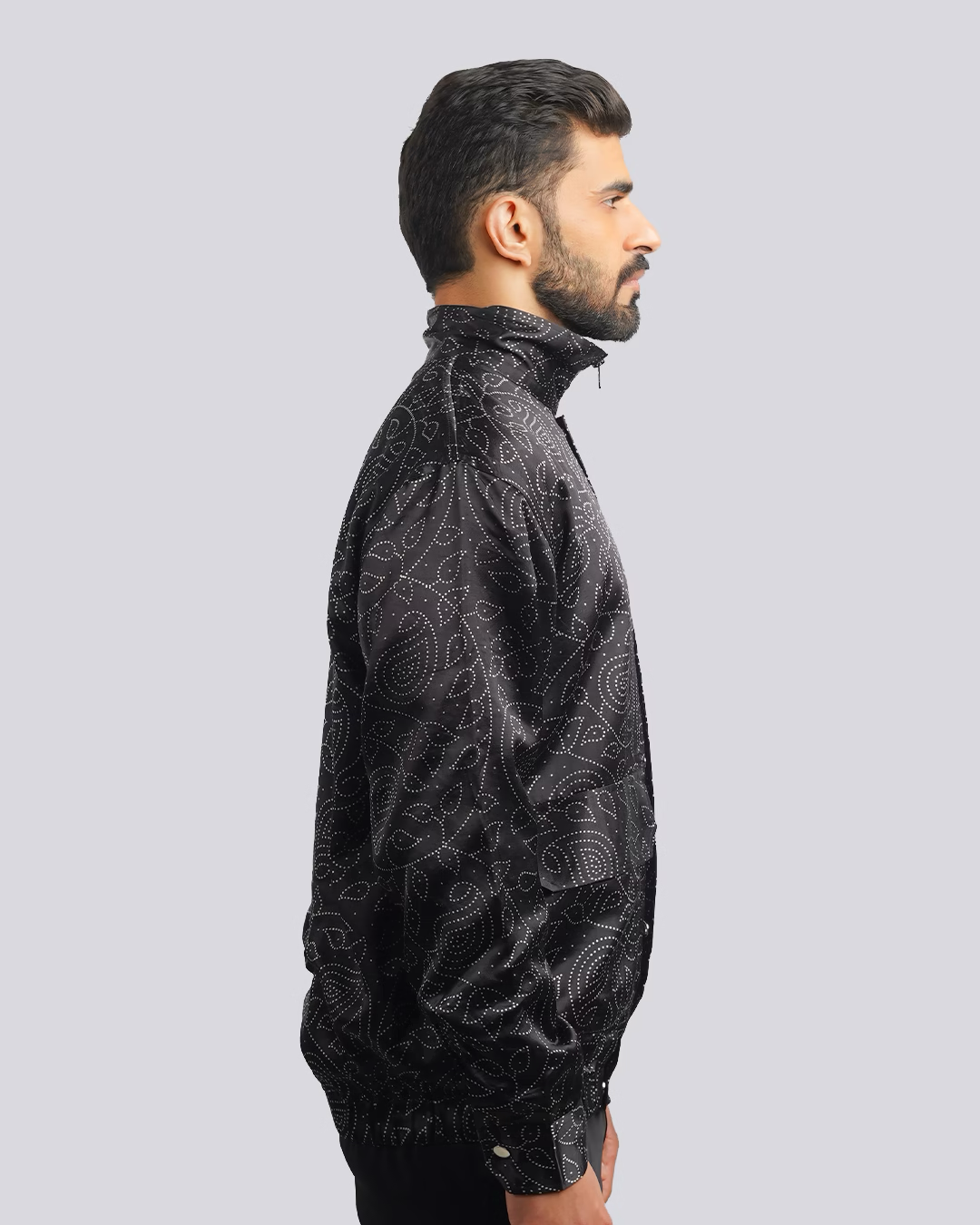 Black Paisley Screenprint Jacket