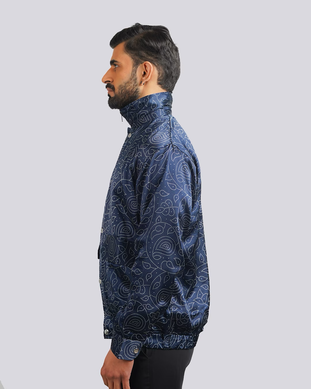 Blue Paisley Screenprint Jacket