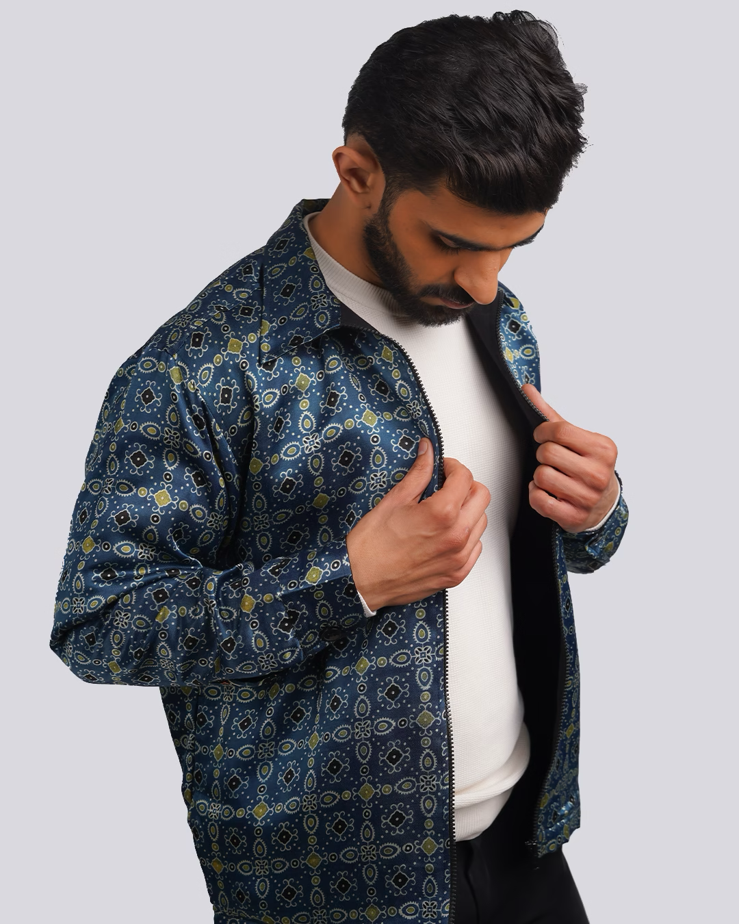 Blue Square Ajrakh jacket
