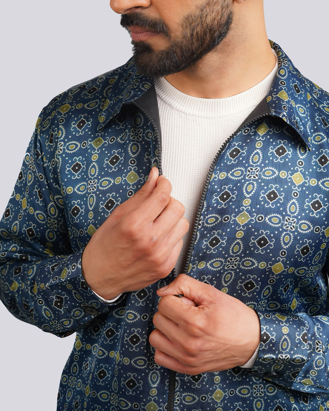 Blue Square Ajrakh jacket