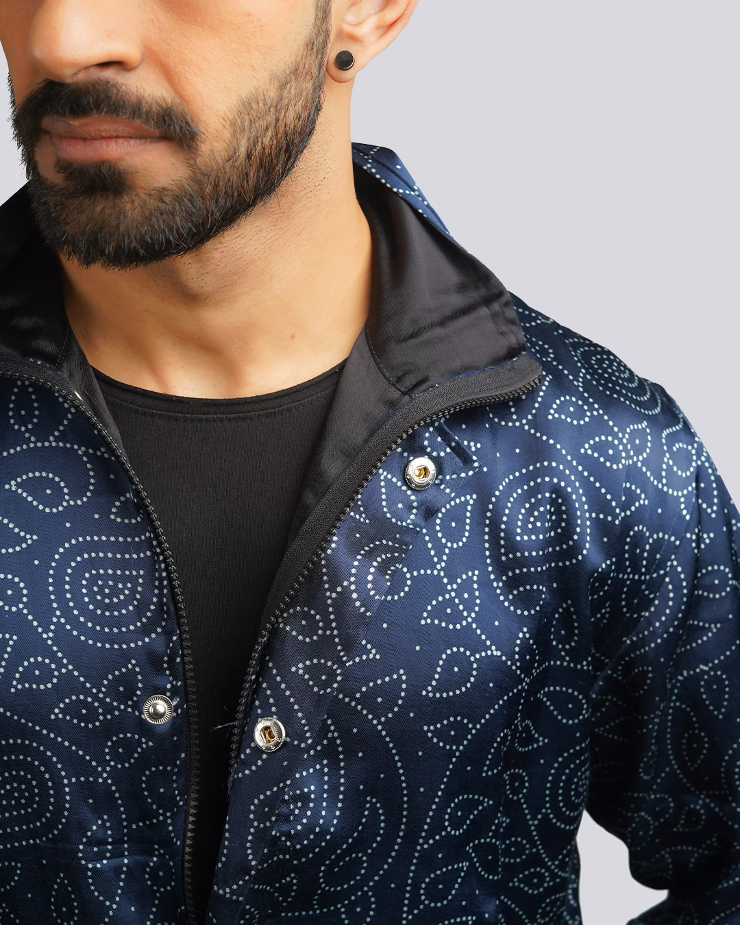 Blue Paisley Screenprint Jacket