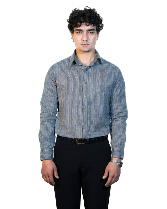 Black-Grey Stripe Formal Shirt