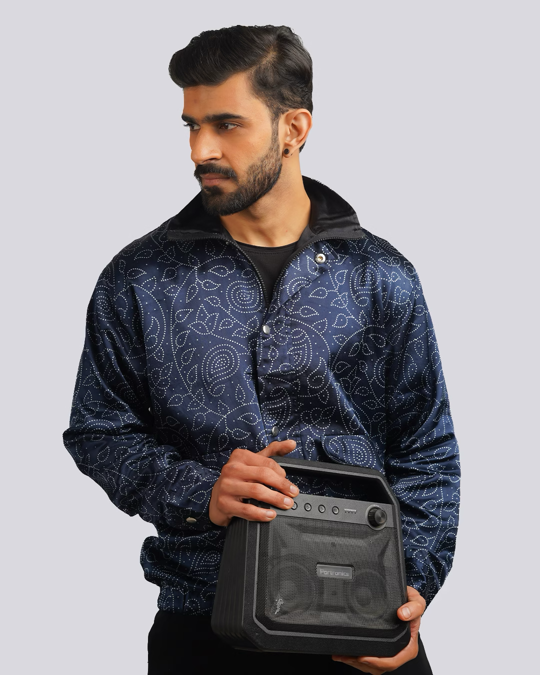 Blue Paisley Screenprint Jacket