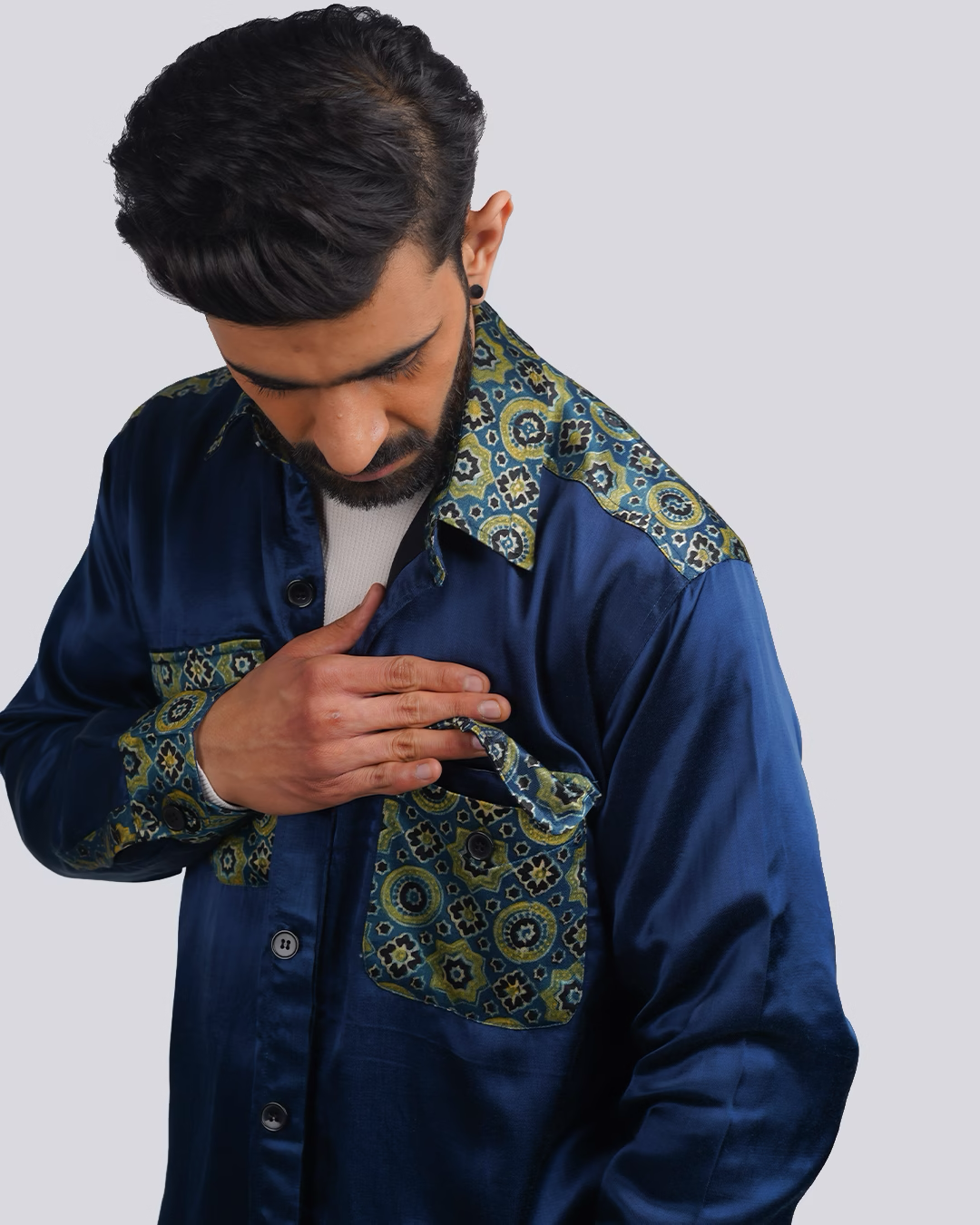 Blue-Green Ajrakh Shacket