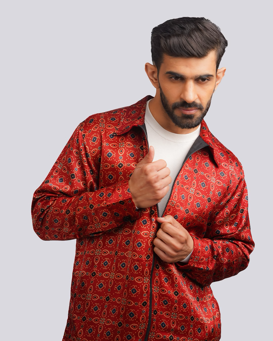 Crimson Red Ajrakh jacket