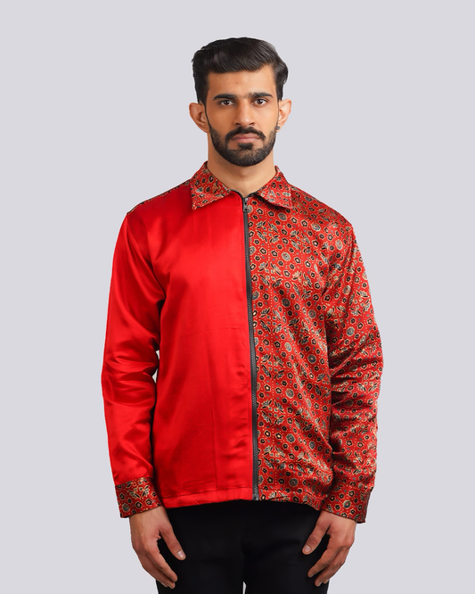 Red Fusion Ajrakh Jacket