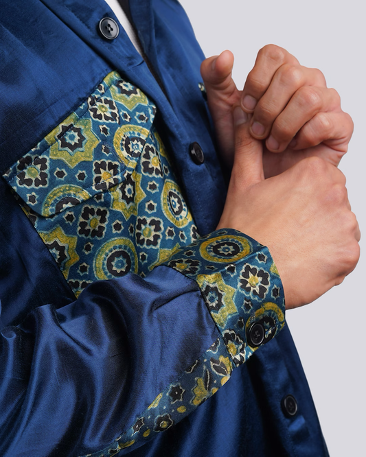 Blue-Green Ajrakh Shacket