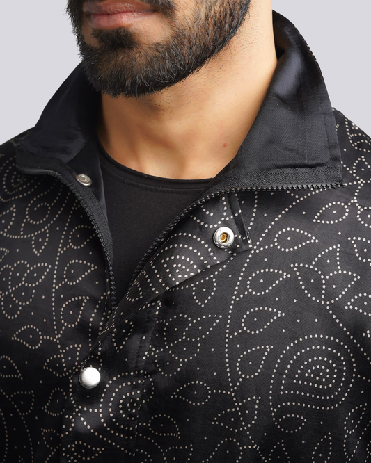 Black Paisley Screenprint Jacket