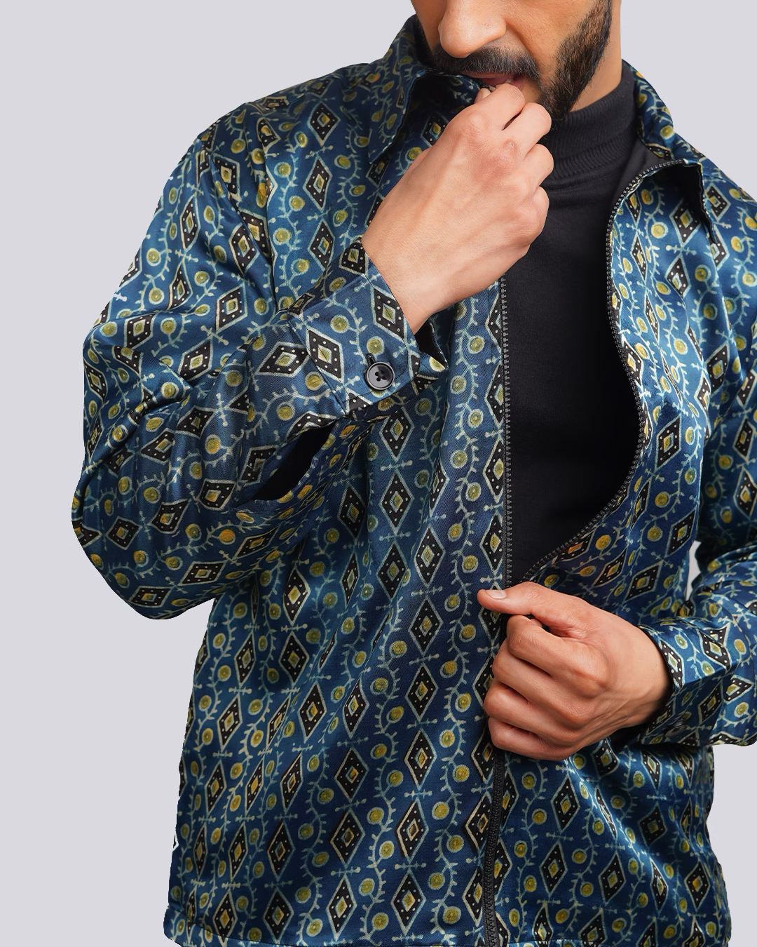 Blue Green Ajrakh jacket