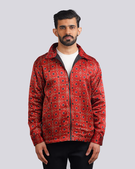 Crimson Red Ajrakh jacket