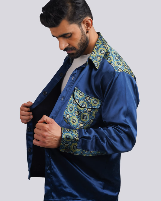 Blue-Green Ajrakh Shacket