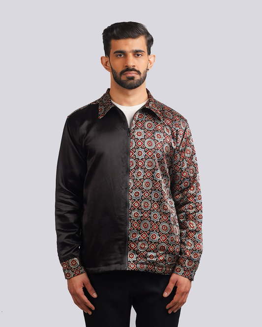 Black Fusion Ajrakh Jacket