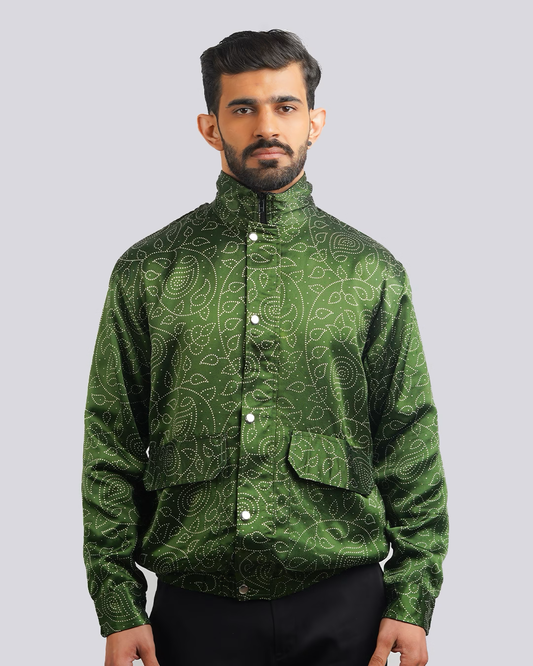 Green Paisley Screenprint jacket