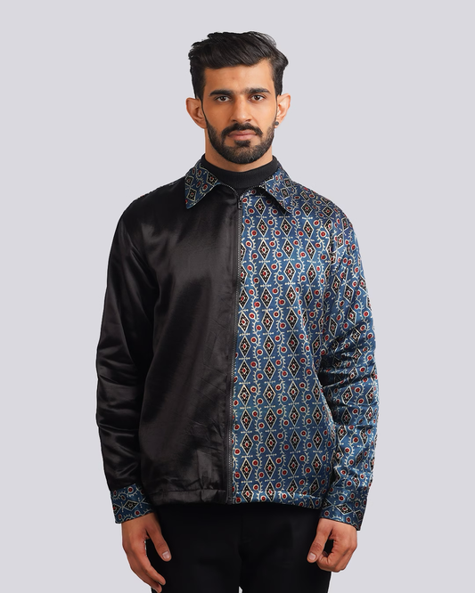 Blue-Black Fusion Ajrakh Jacket