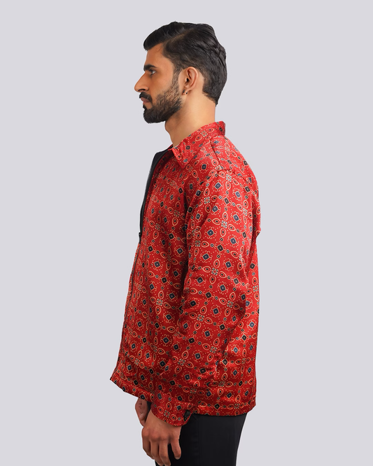 Crimson Red Ajrakh jacket