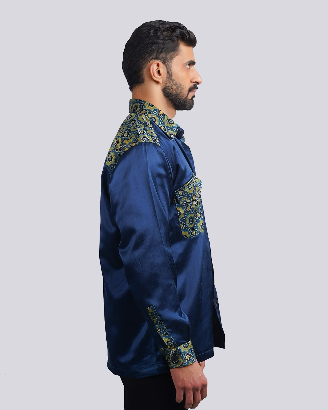 Blue-Green Ajrakh Shacket