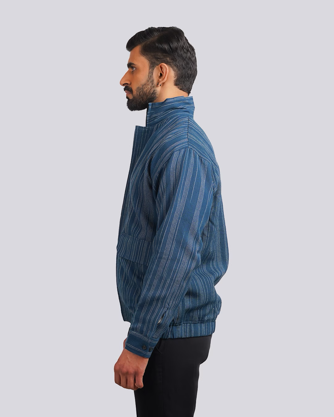 Indigo Woolen Bomber Jacket