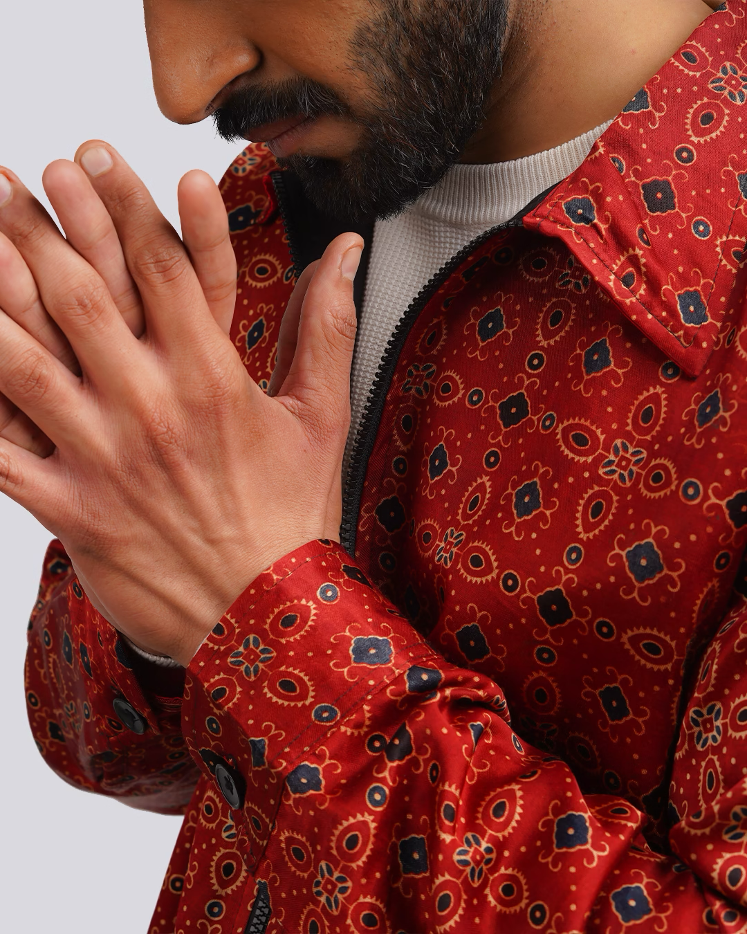 Crimson Red Ajrakh jacket