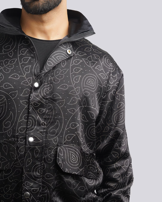 Black Paisley Screenprint Jacket