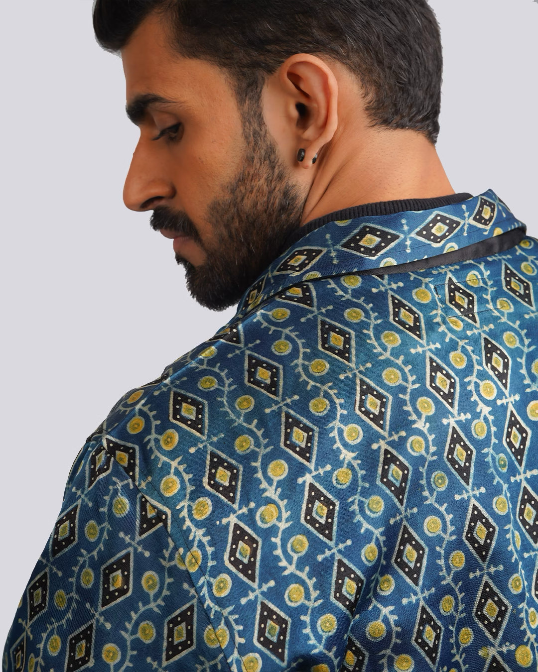 Blue Green Ajrakh jacket