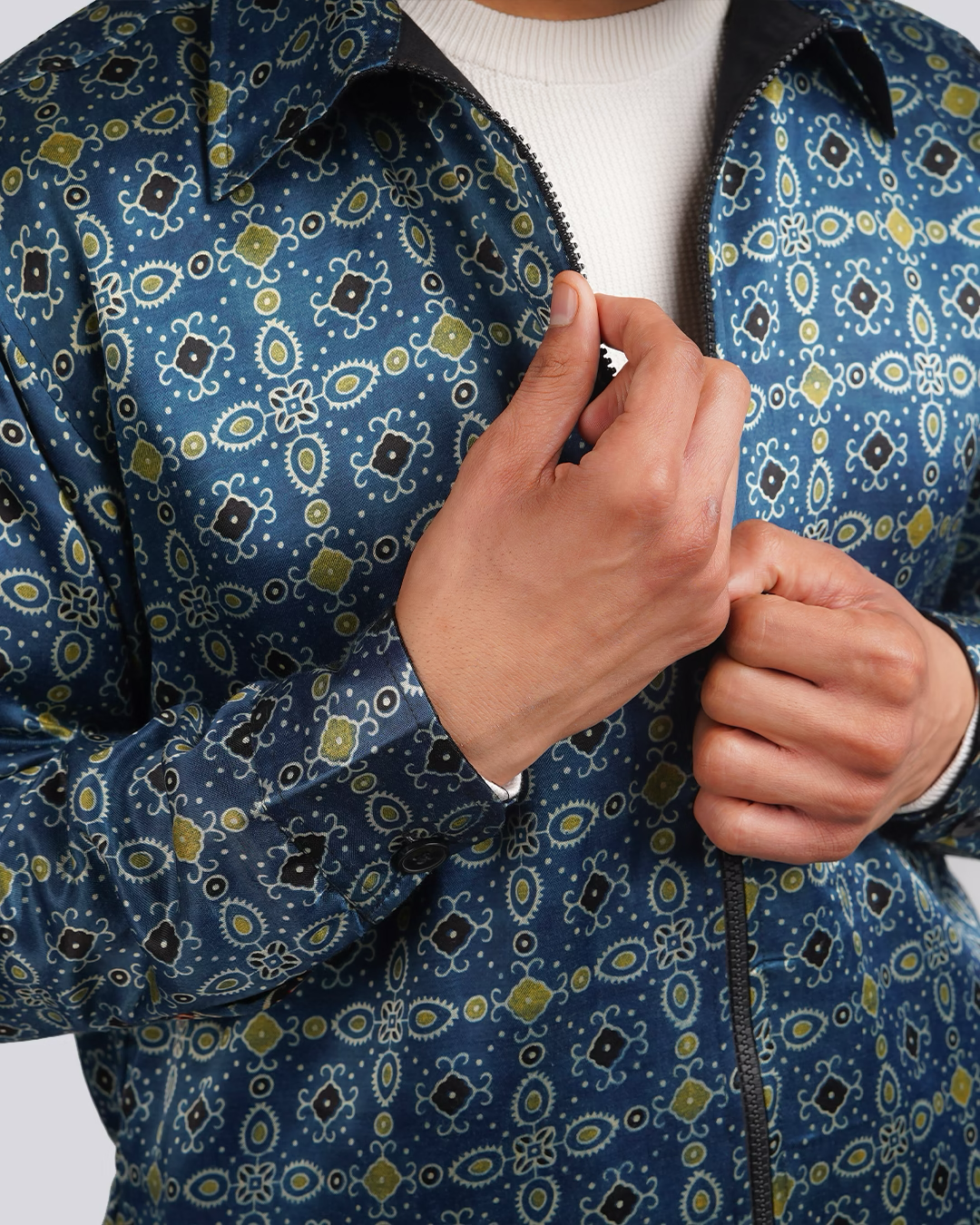 Blue Square Ajrakh jacket