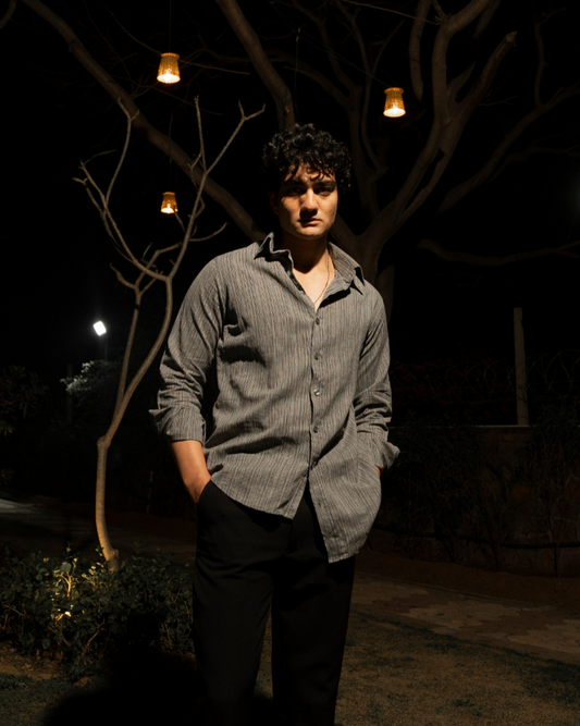 Black-Grey Stripe Formal Shirt