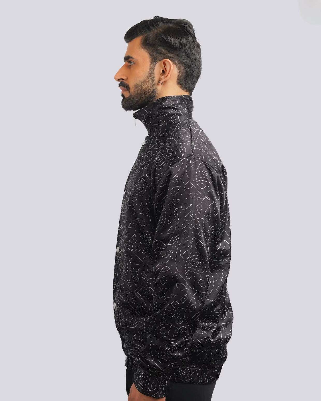 Black Paisley Screenprint Jacket