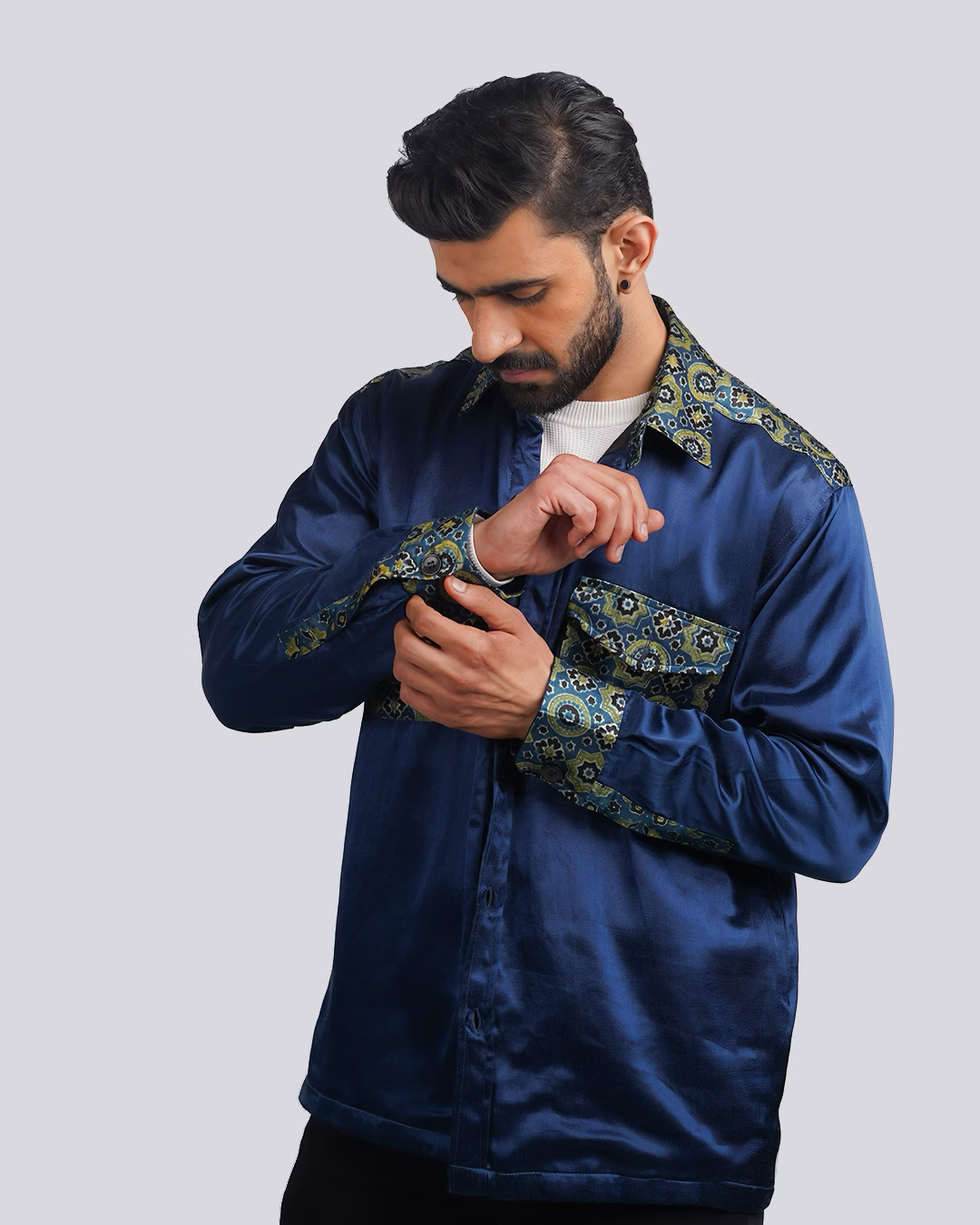 Blue-Green Ajrakh Shacket