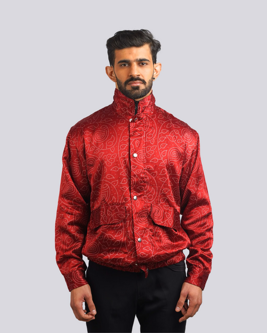Red Paisley Screnprint Jacket